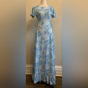 Vintage 1970’s Floral Blue Maxi Dress